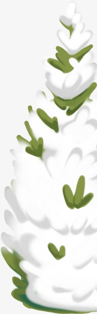 高清冬季绿叶雪花免抠