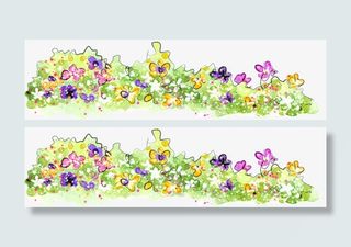 手绘春天梦幻草地花朵免抠