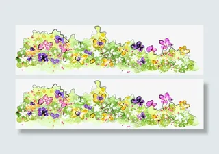 手绘春天梦幻草地花朵免抠