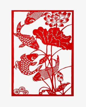 锦鲤荷花荷叶免抠素材免抠
