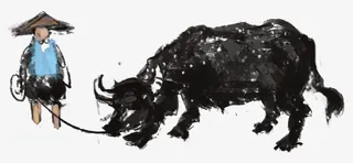 拙劣画牧童牧牛国画免抠