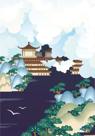 卡通手绘城市背景高清