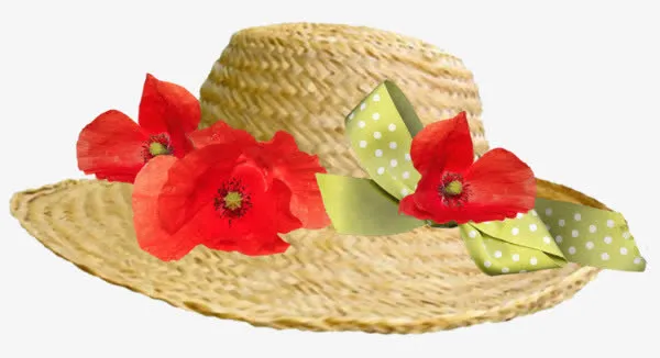 手绘草帽免抠