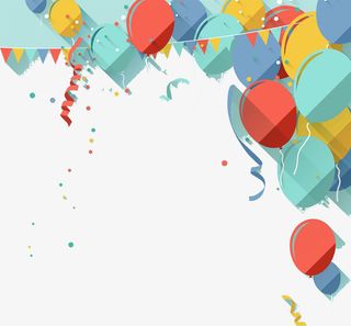 手绘气球彩带框架设计免抠