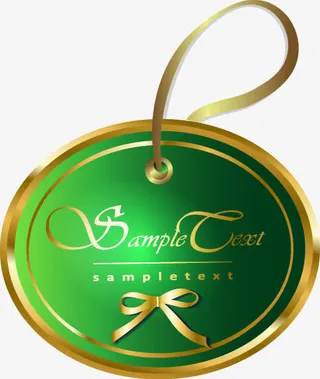 手绘绿色底纹字母标签免抠