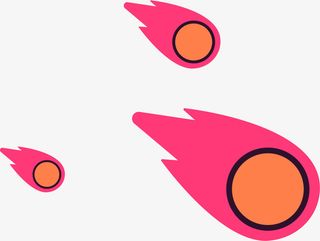 红色卡通飞射流星免抠