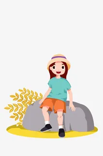 一个女孩坐在石头上免抠 一个女孩坐在石头上免抠