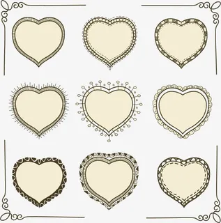 复古几何边框情人节卡免抠