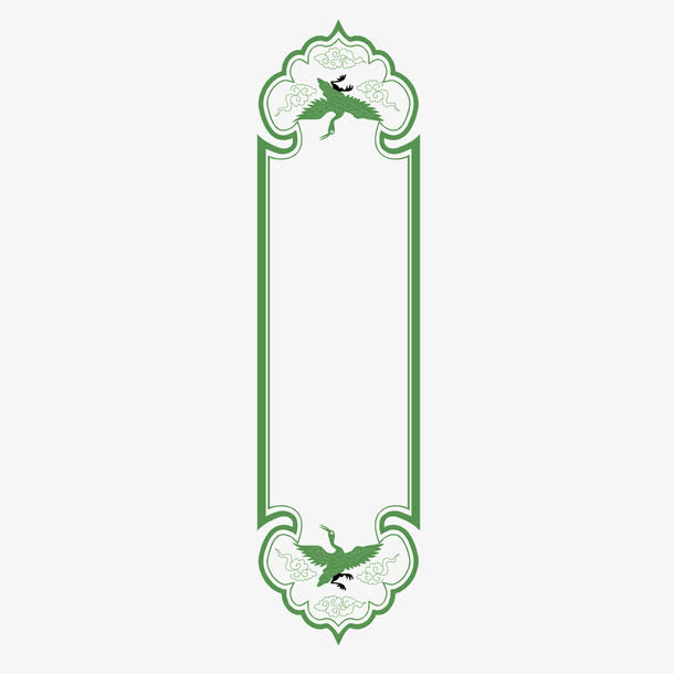 矢量绿色云朵图案边框竖框免抠