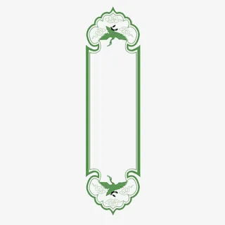 矢量绿色云朵图案边框竖框免抠