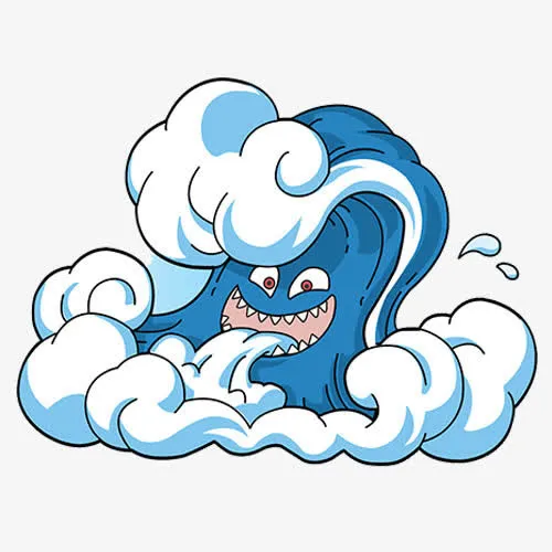 海啸卡通素材免抠