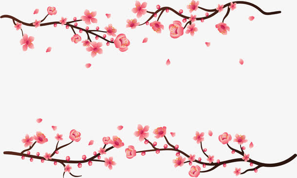 浪漫粉红樱花边框免抠