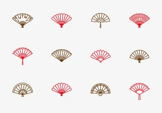 矢量线条扇子免抠