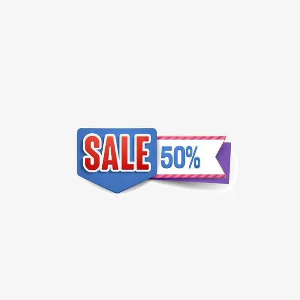 创意几何边框50%折扣促销免抠