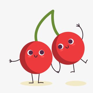 红色可爱表情樱桃矢量图免抠