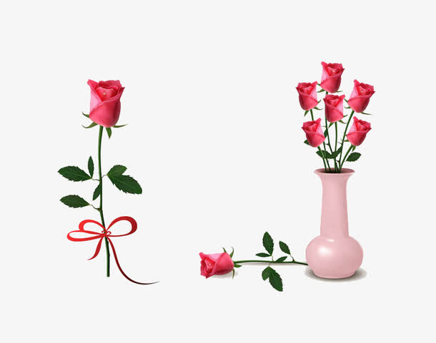 鲜花与花瓶免抠