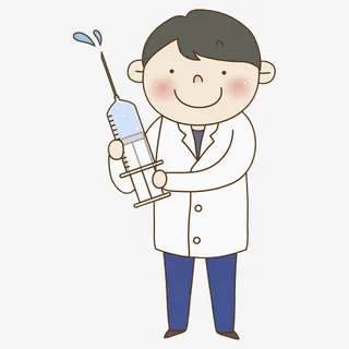 手绘拿着注射器的医生PNG图免抠