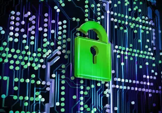 绿色的锁与芯片免抠