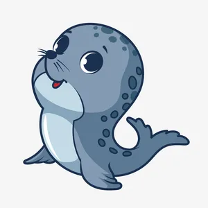 蓝色卡通可爱的海豹免抠