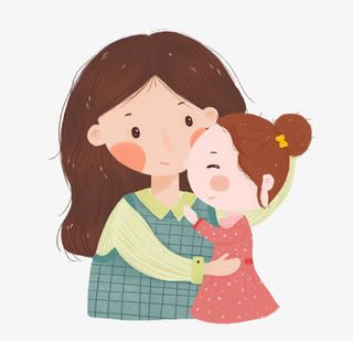手绘可爱卡通插图母亲节亲子插画免抠