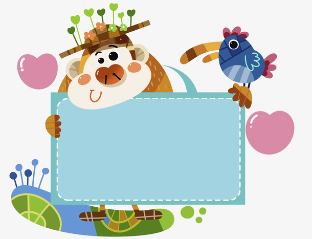 卡通动物边框免抠