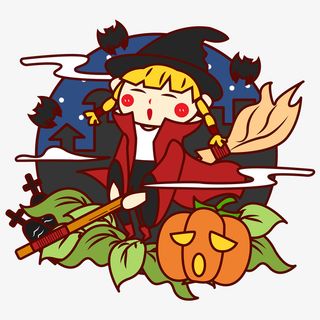 万圣节小魔女与南瓜怪免抠