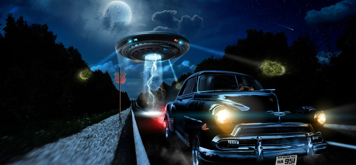 UFO绘画海报背景高清