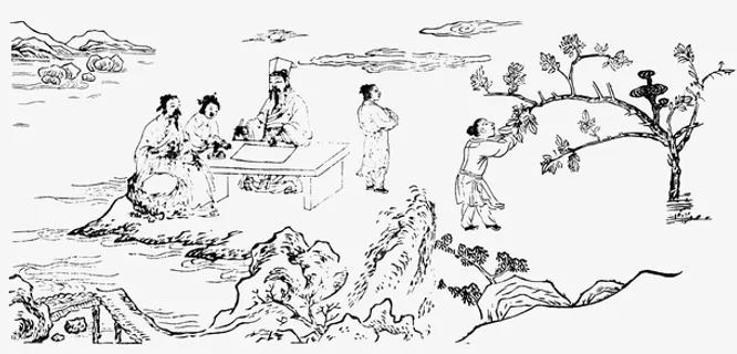 古典场景手绘免抠