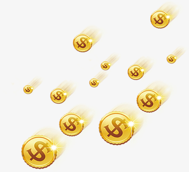 飞洒的金币符号免抠