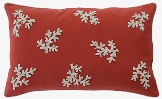 红色雪花长方形枕头免抠