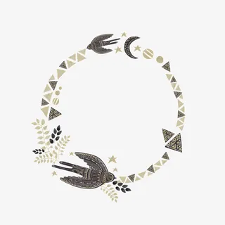 波西米亚风水彩手绘燕子钻石免抠