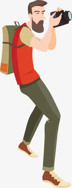 人物插画拍照的男人免抠