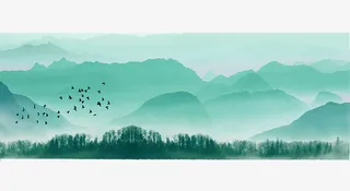 山水，绿色，风景，画免抠