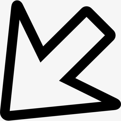 箭头轮廓指向左向下图标免抠