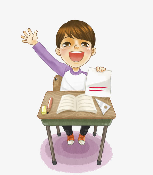 课堂举手发言的学生免抠