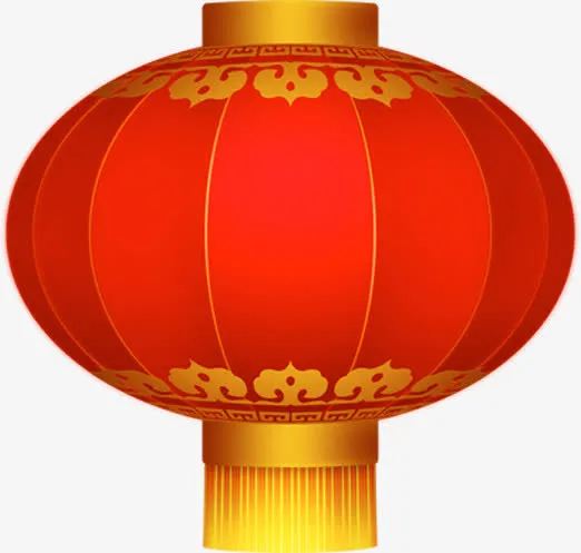 手绘新年元旦灯笼免抠