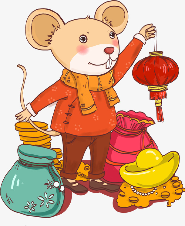 手绘老鼠新年元素免抠