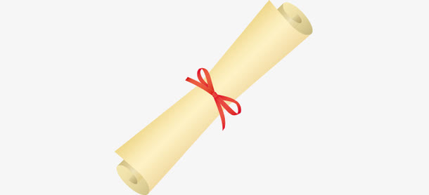 矢量黄色纸张卷起红绳免抠