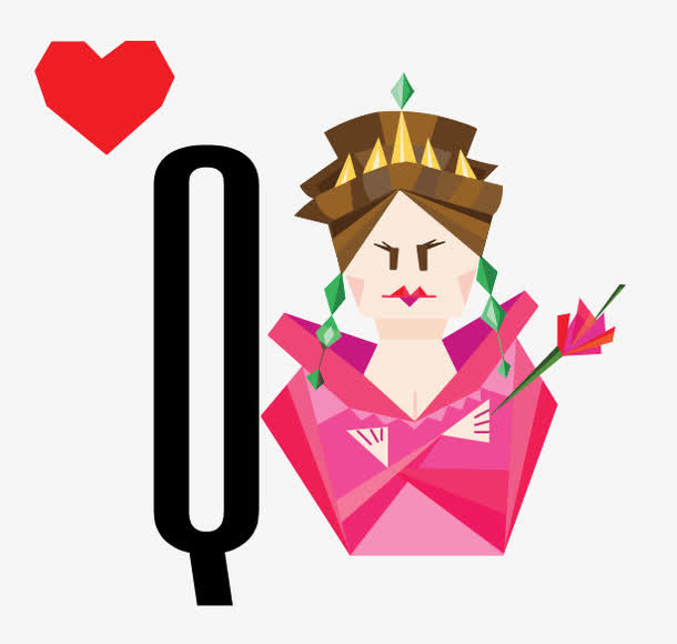 扑克牌Q女王免抠