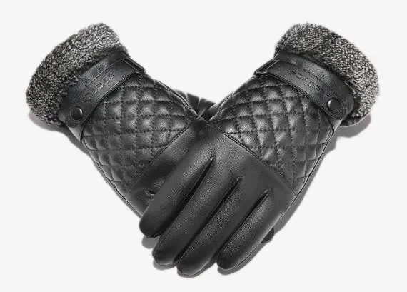 七彩柠檬新款格子皮手套免抠