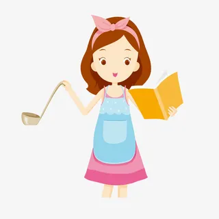 可爱做饭小美女免抠