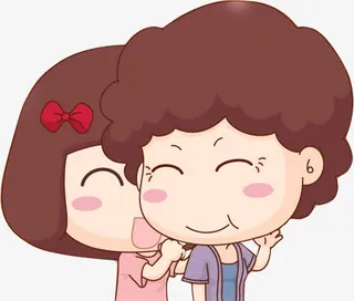 手绘可爱母女亲情免抠