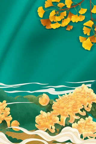 秋天立秋树枝花朵祥云高清