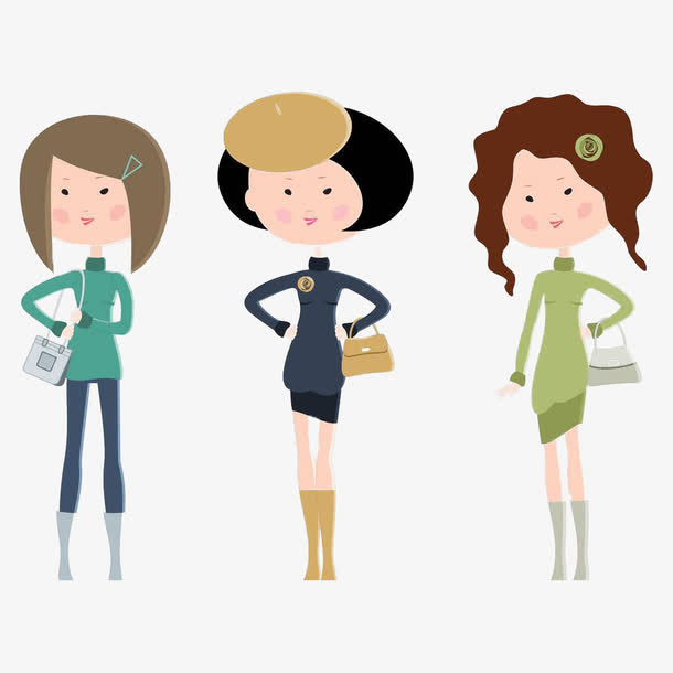 可爱卡通手绘休闲女装免抠