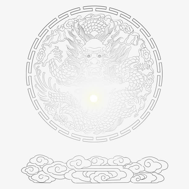 龙线描面手绘免抠
