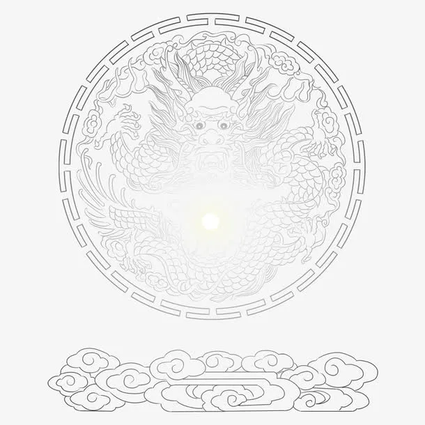 龙线描面手绘免抠