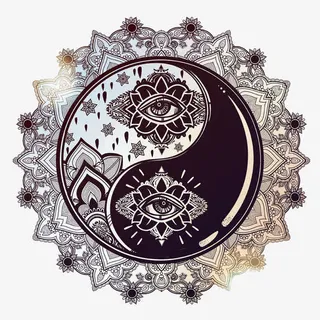 太极花纹插画图片免抠