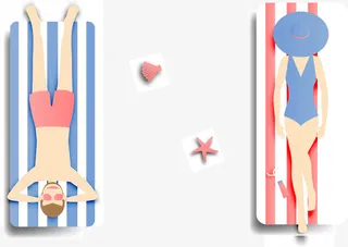 夏日情侣沙滩元素免抠