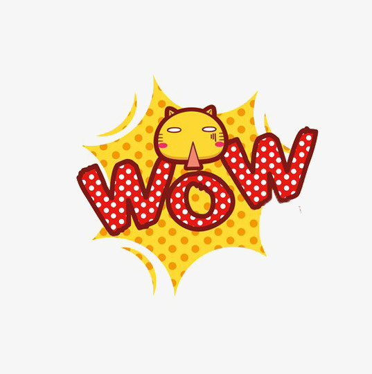 WOW小猫惊讶表情英语字体免抠