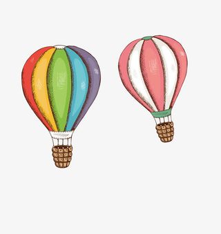 手绘热气球矢量素材免抠
